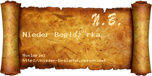 Nieder Boglárka névjegykártya